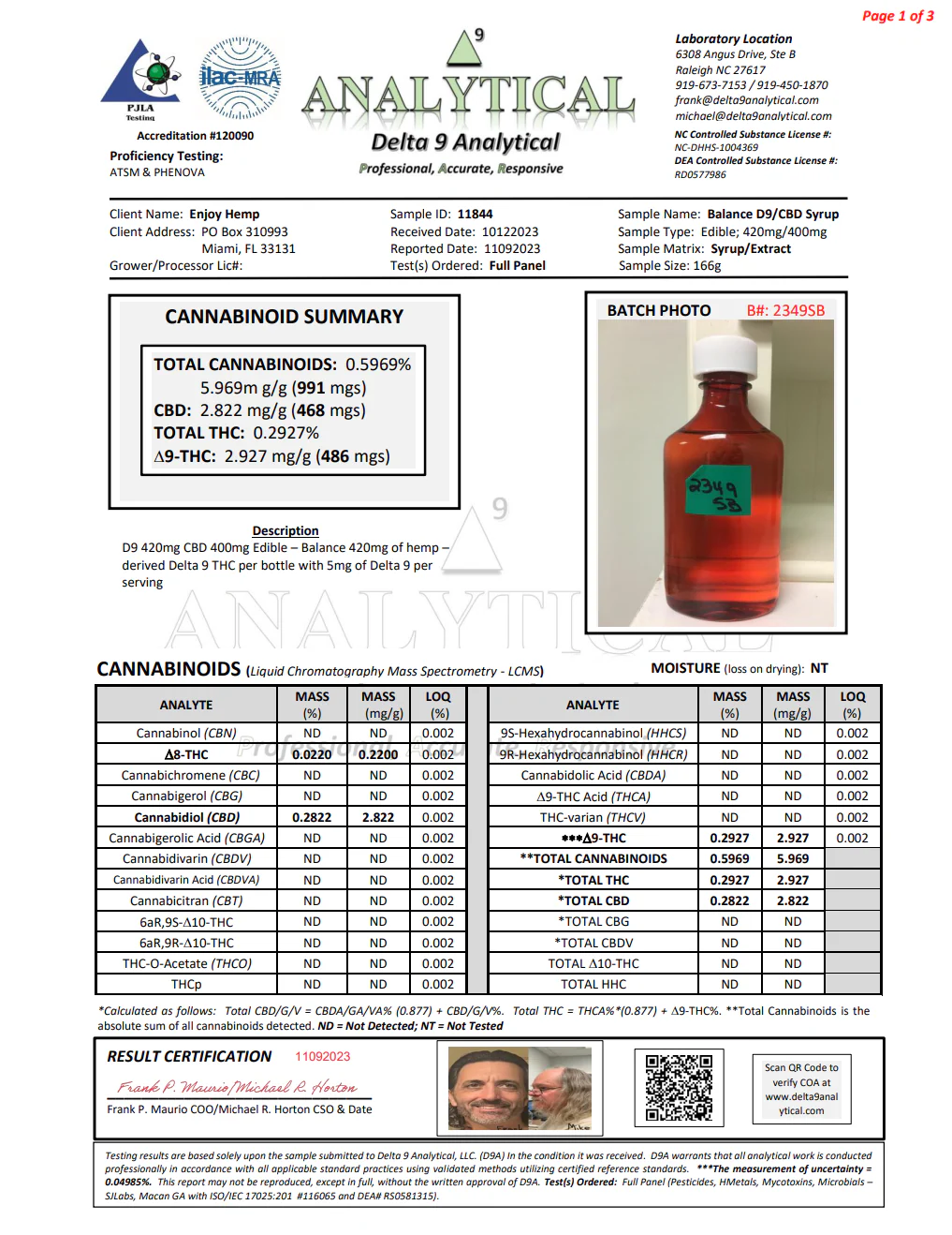 ENJOY: BALANCE 1:1 THC + CBD LIVE ROSIN SYRUP - 800MG - Image 3