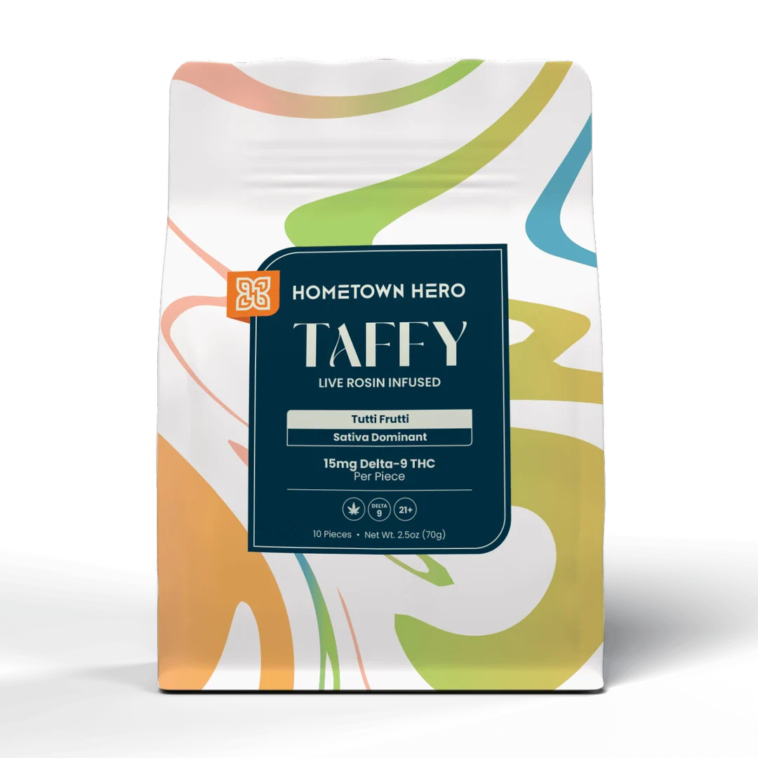 HOMETOWN HERO: TUTTI FRUTTI DELTA 9 THC TAFFY (SATIVA) - 150MG