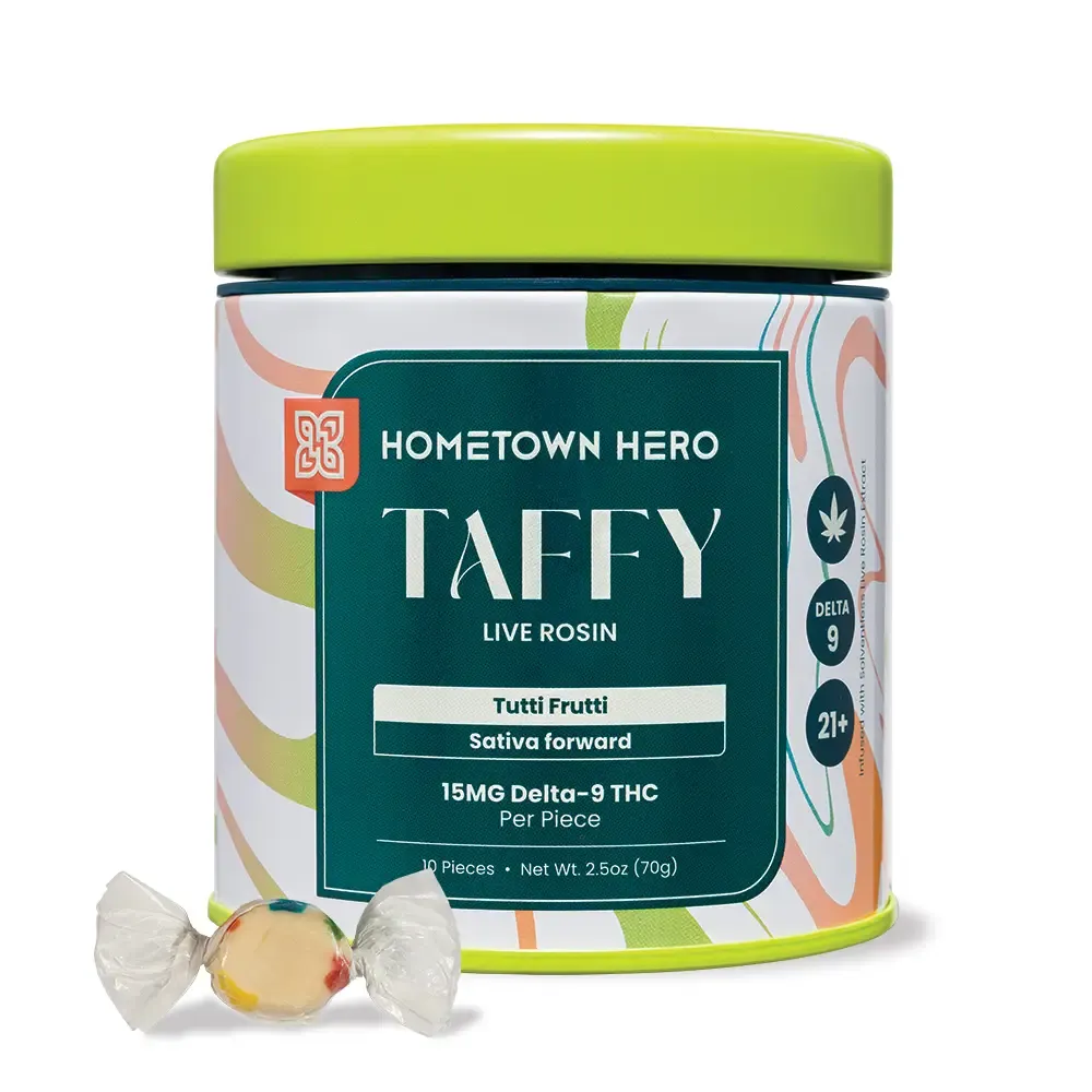 HOMETOWN HERO: TUTTI FRUTTI DELTA 9 THC TAFFY (SATIVA) - 150MG - Image 2