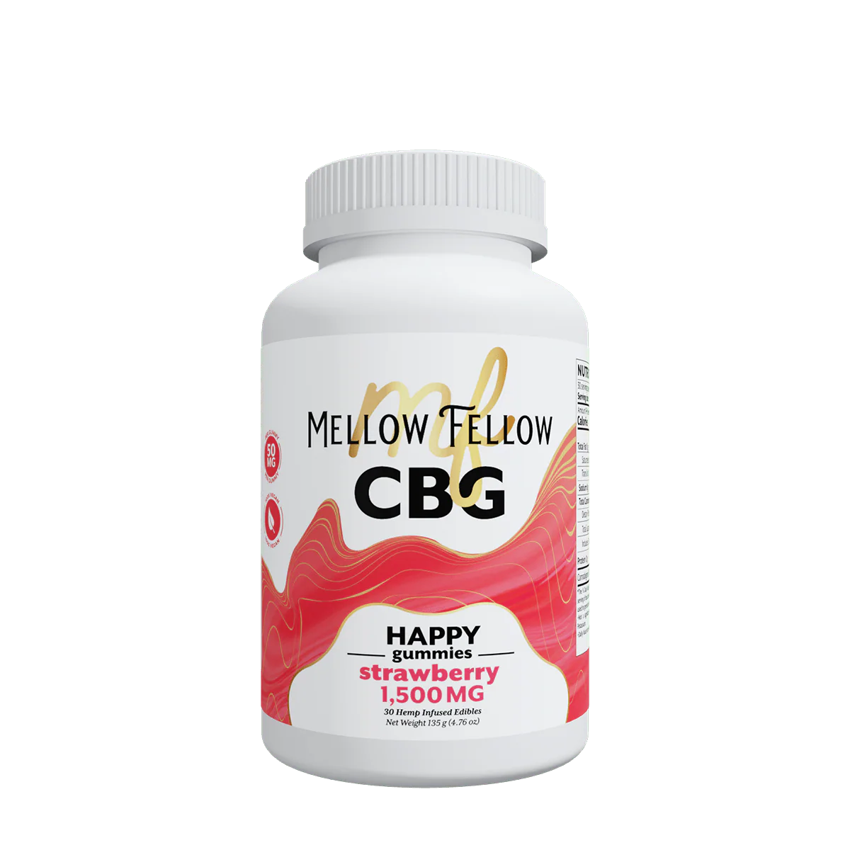 MELLOW FELLOW: CBG STRAWBERRY HAPPY GUMMIES - 1500MG