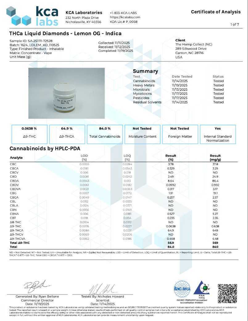 MODERN HERB CO - LIVE THCA + LIQUID DIAMONDS CARTRIDGE - 1G - Image 10